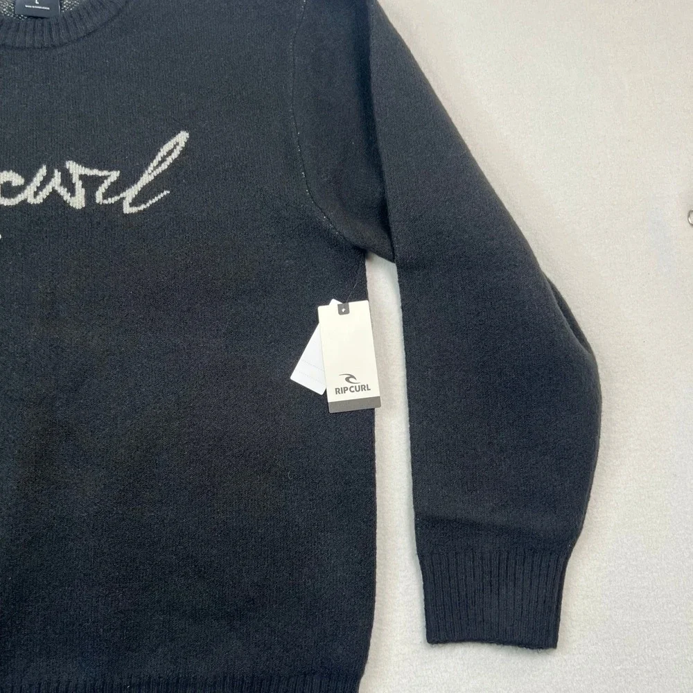 Rip Curl Mens Medina‎ Script Crew Sweater Black Long Sleeve Logo 00JMKN New L